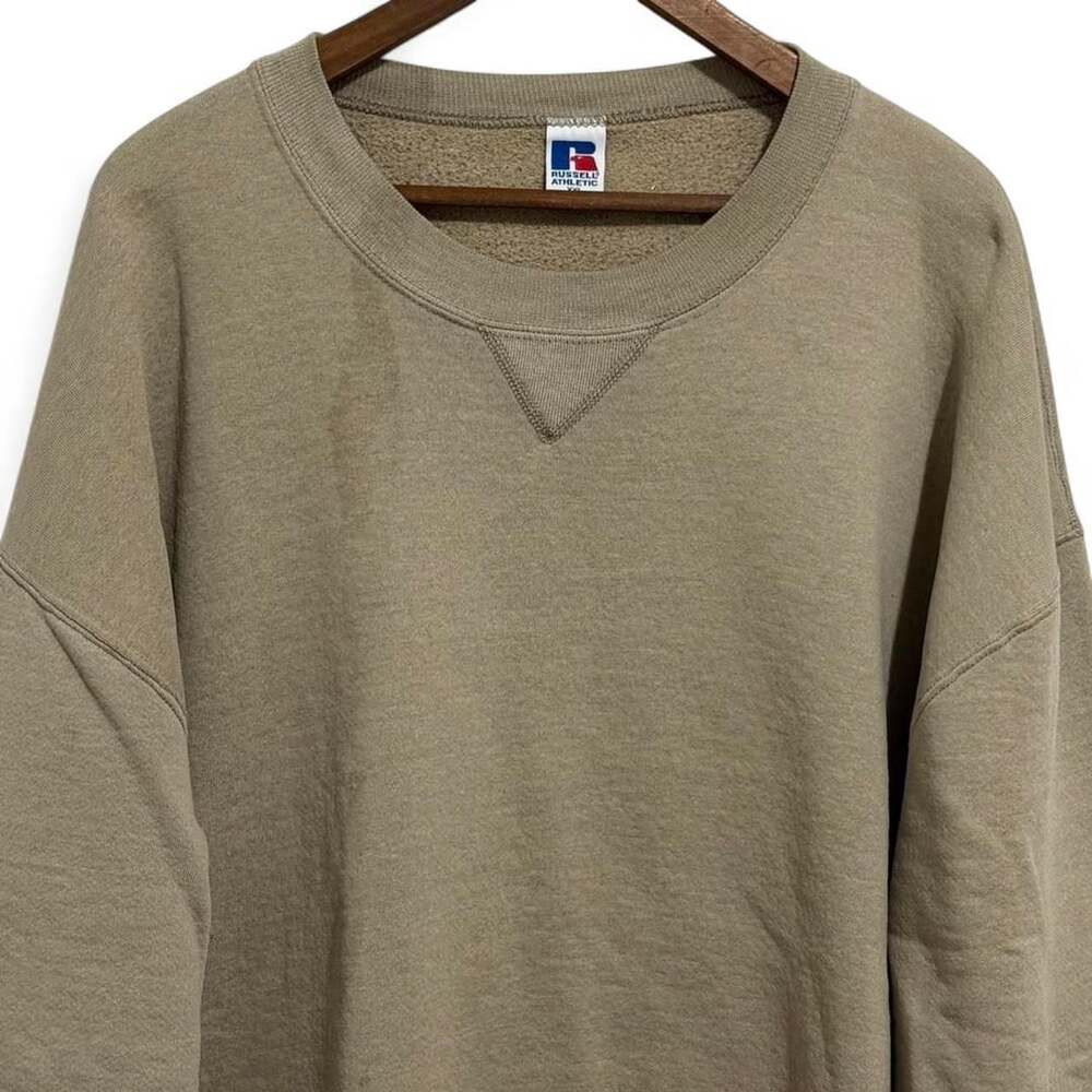 Vintage Russell Athletic V-Stitch Crewneck Sweatshirt Tan XXL Made in USA